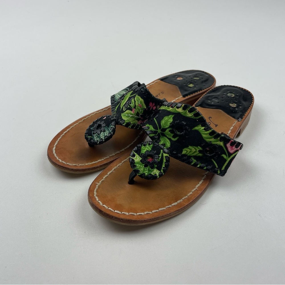 Jack Rogers Navajo Sandals Flat Fabric Leather Flip Flops Thong Size 7 M
